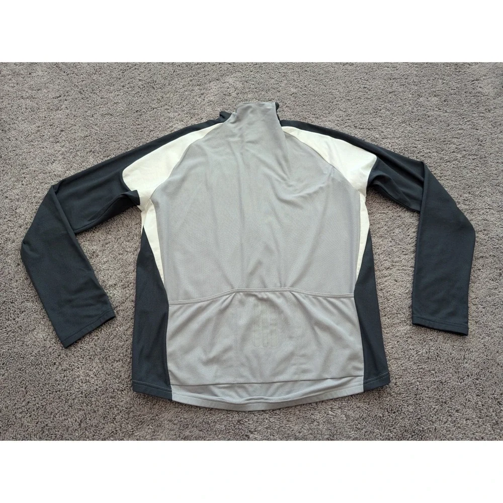 Adidas Cycling Jersey Mens Extra Large Gray Long Sleeve 1/2‎ Zip Biking